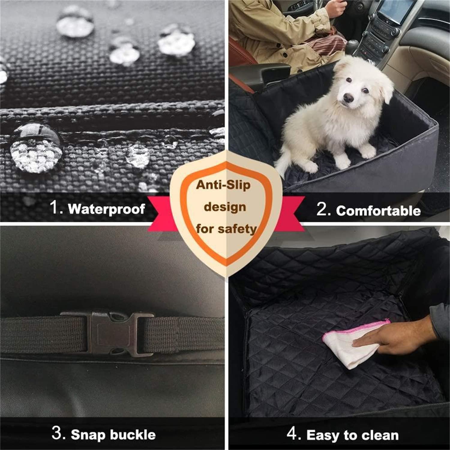 WANGCL Hunde Sitzbezug Einzel Wasserdicht Auto Booster für Hunde Haustier Autobedarf Pet Booster Sitz für Rücksitz 2 in 1 Vordersitz Matte Booster Sitz