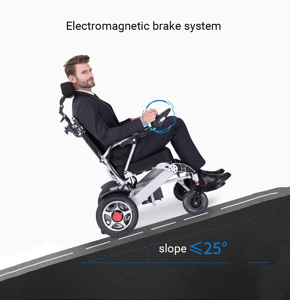 Sedia a rotelle elettrica, Doppio Motore 12AH20A250W 360 ° Leva di Controllo della direzione, Sedia a rotelle elettrica Pieghevole Multifunzione in Lega di Alluminio Leggera Adatto