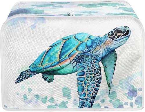 Talayituse Cubierta de tostadora con estampado de tortuga de acuarela de 4 rebanadas, cubierta de horno para tostadora lavable, cubierta de cocina