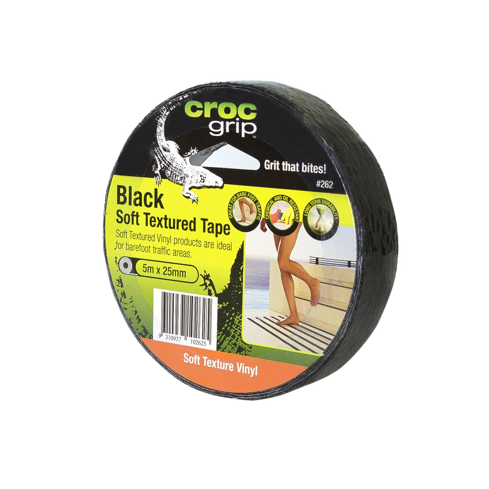 Croc Grip Black Soft Textured Vinyl Tape -25Mm X 5M
