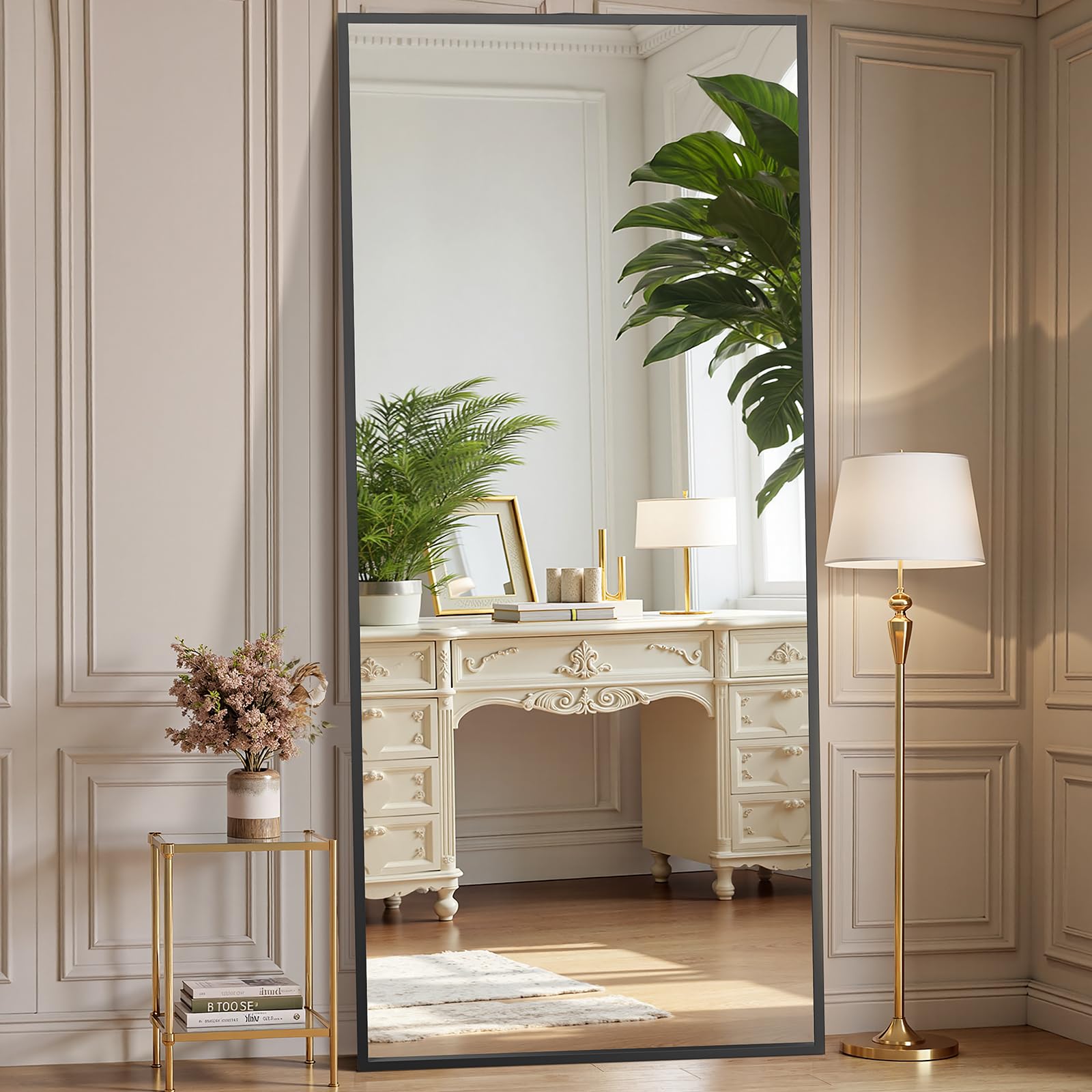 OLIXIS Full Length Mirror for Bedroom, 68"x26" Full Body Mirror with Stand, Hanging or Leaning for Wall, Aluminum Alloy Thin Frame Floor Standing for