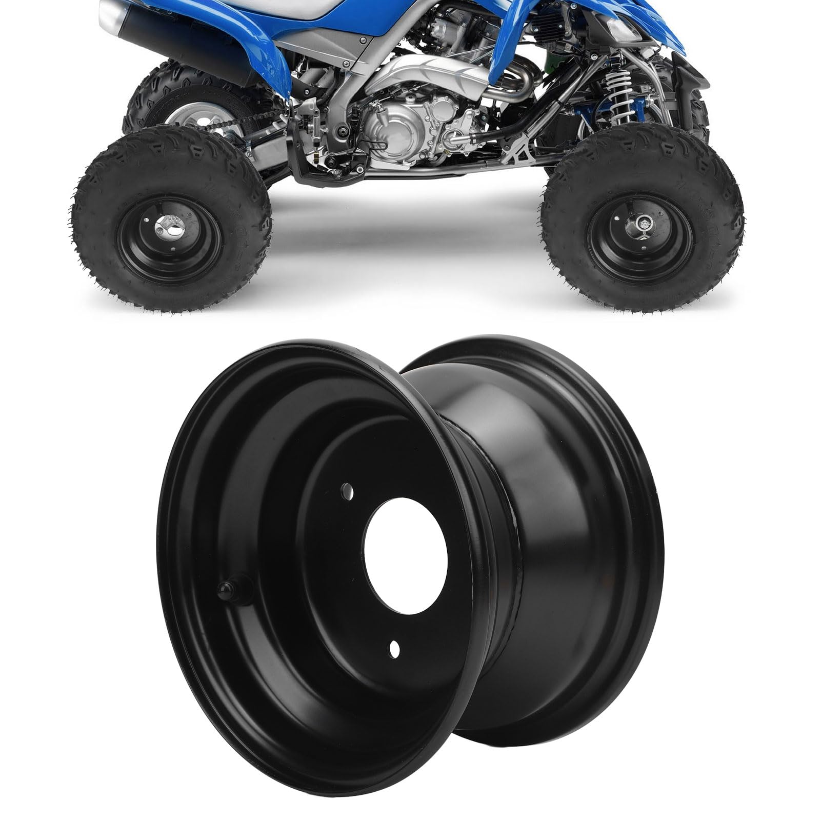 SIXRUN Jante en Alliage d'Aluminium 16x8.00-7, 7 Pouces, Noir, pour VTT, Go Karts, Chariots, Espacement des Trous 78mm
