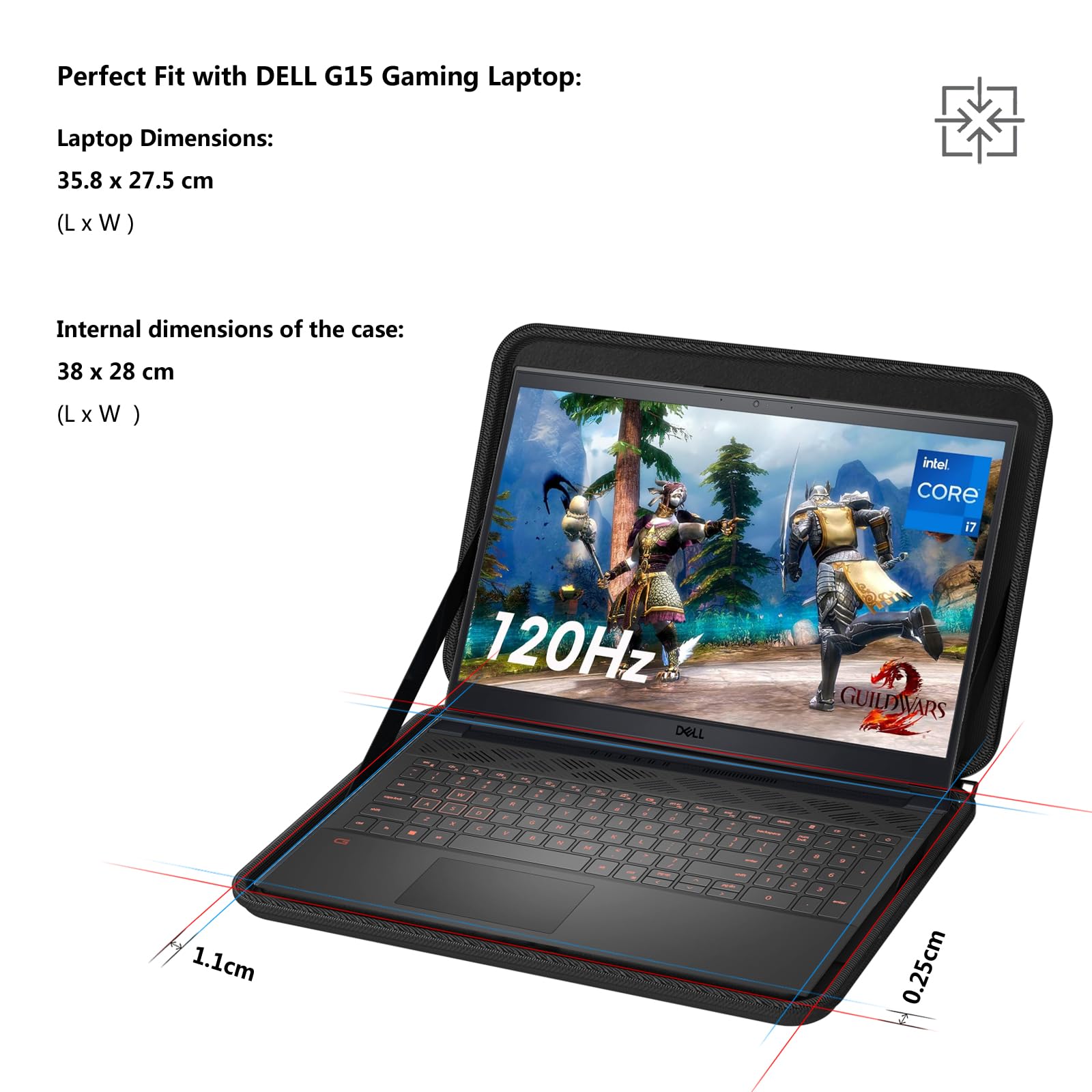 Smatree Laptophülle für 15,6 Zoll Dell G15 Gaming Laptop, Harte Schutzhülle Dell Gaming Computer, schlanke Tragetasche, Wasserabweisend