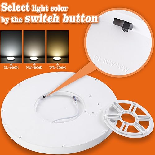 Miniatura 2 de Astnait Paquete de 4 lámparas LED de techo empotradas, 24 W, 12 pulgadas, 3000 K4000 K6000 K, 3 CCT, lámpara de techo delgada redonda blanca para