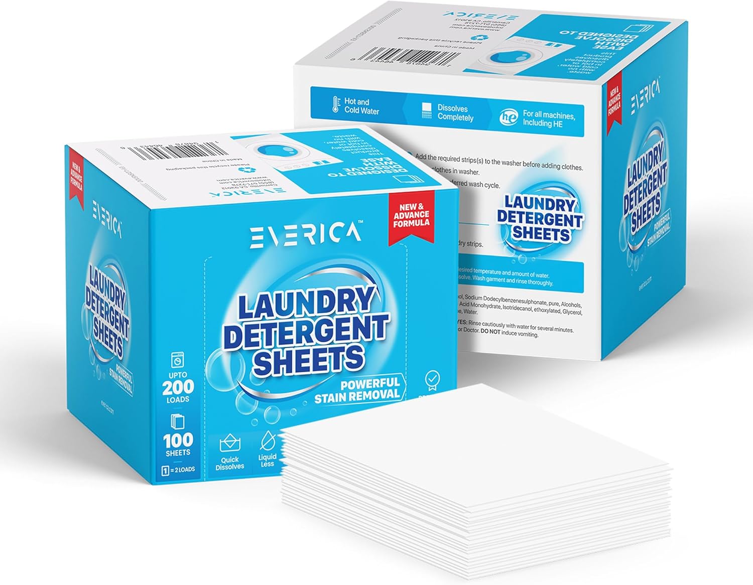 EVERICA Laundry Detergent Sheets Powerful Stain Removal