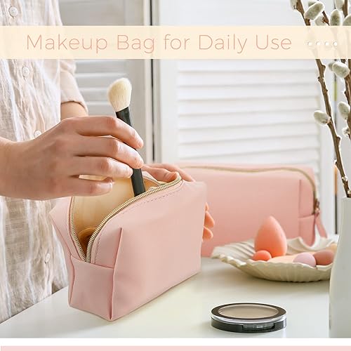 Miniatura 6 de 8 bolsas de maquillaje de piel sintética, bolsa de cosméticos impermeable, pequeña bolsa de aseo portátil, organizador de cosméticos, bolsa de