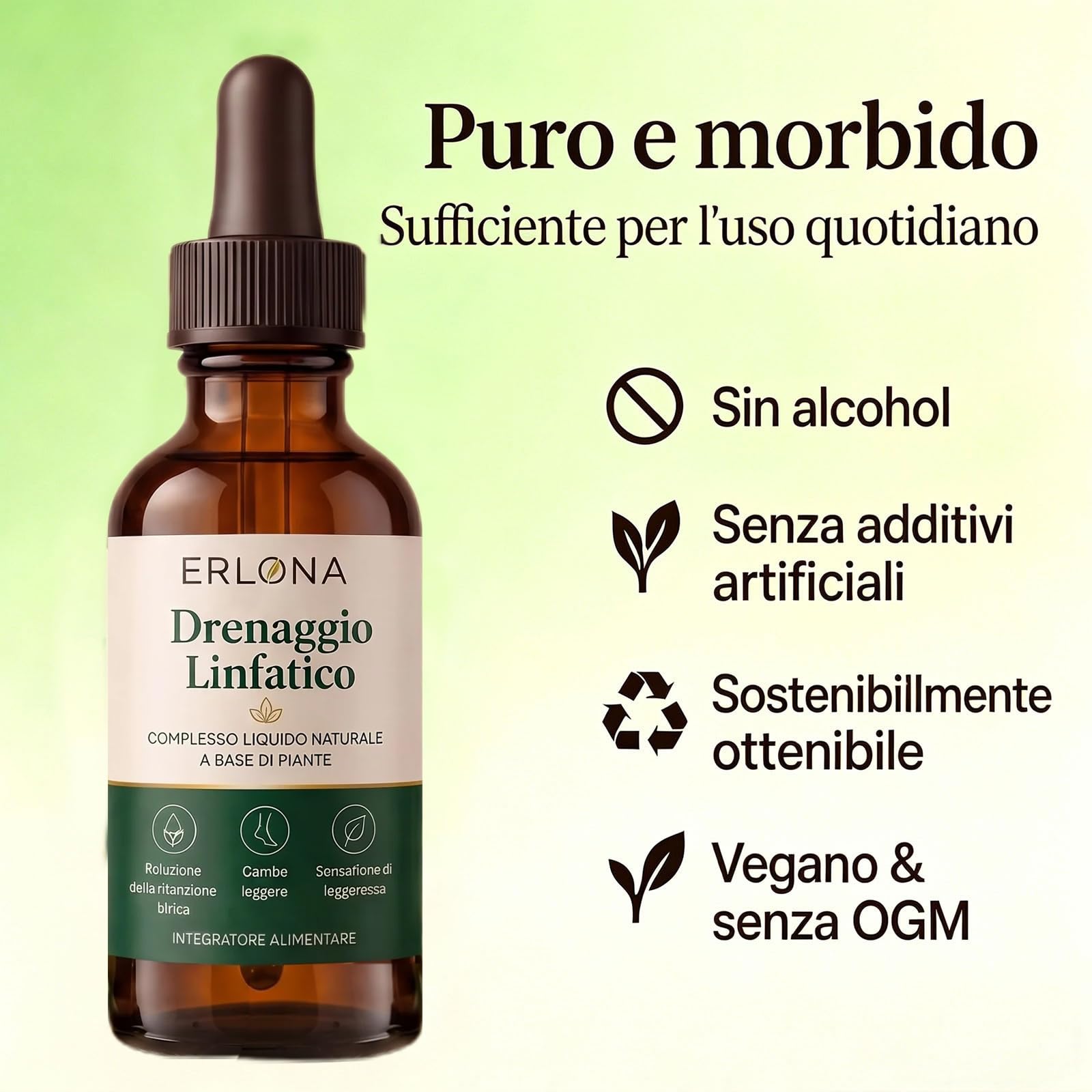 Erlona drenaggio linfatico Gocce, 2026 Nuovo Gocce di Benessere peril Drenante Linfatico (1 bottiglia)