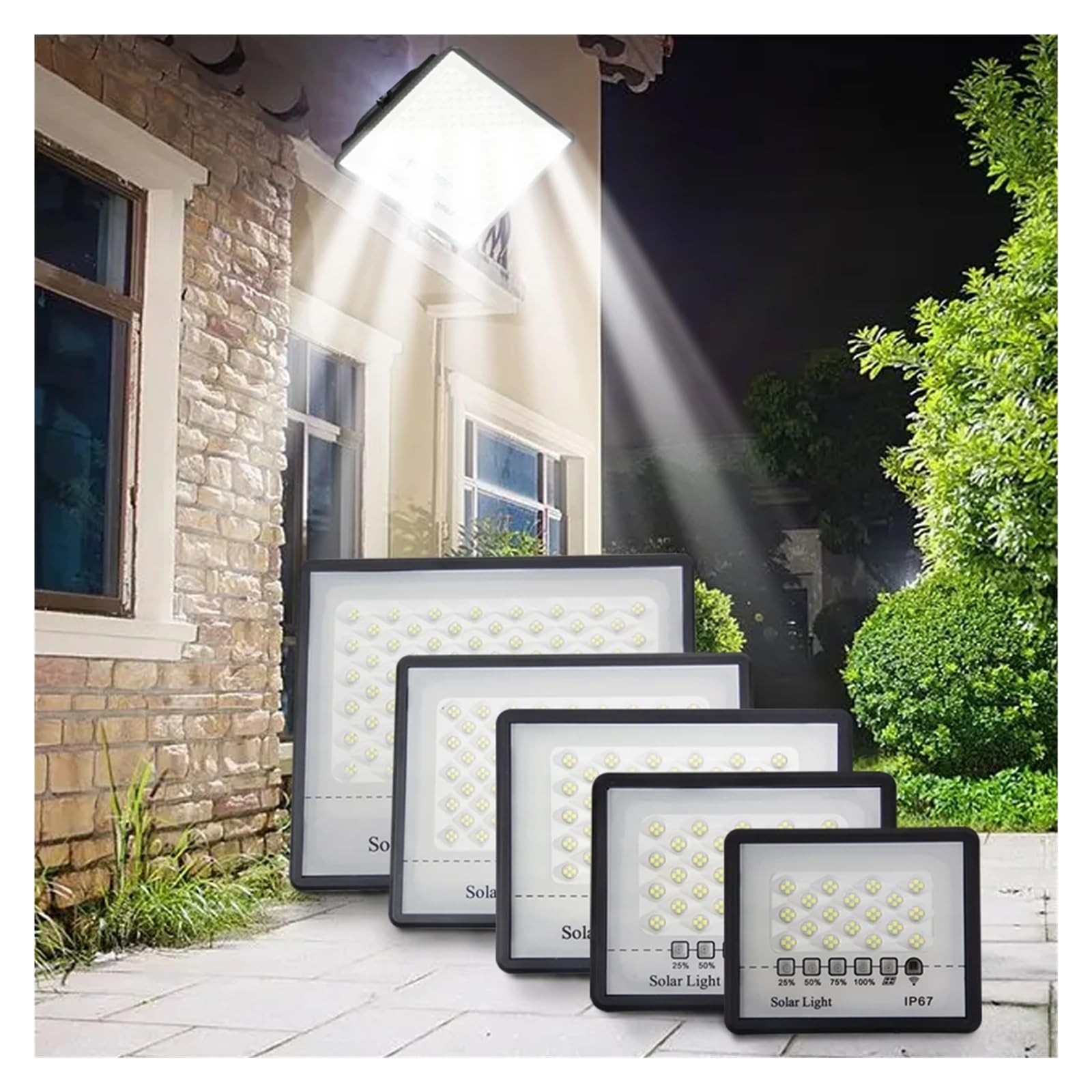 Lampa solarna zewnętrzna, Zewnętrzny reflektor solarny IP67 Wodoodporny Solar Light LED Energooszczędny Zdalnego Sterowania Wysoka Jasność Oświetlenie Ogrodowe Dziedziniec(100W)