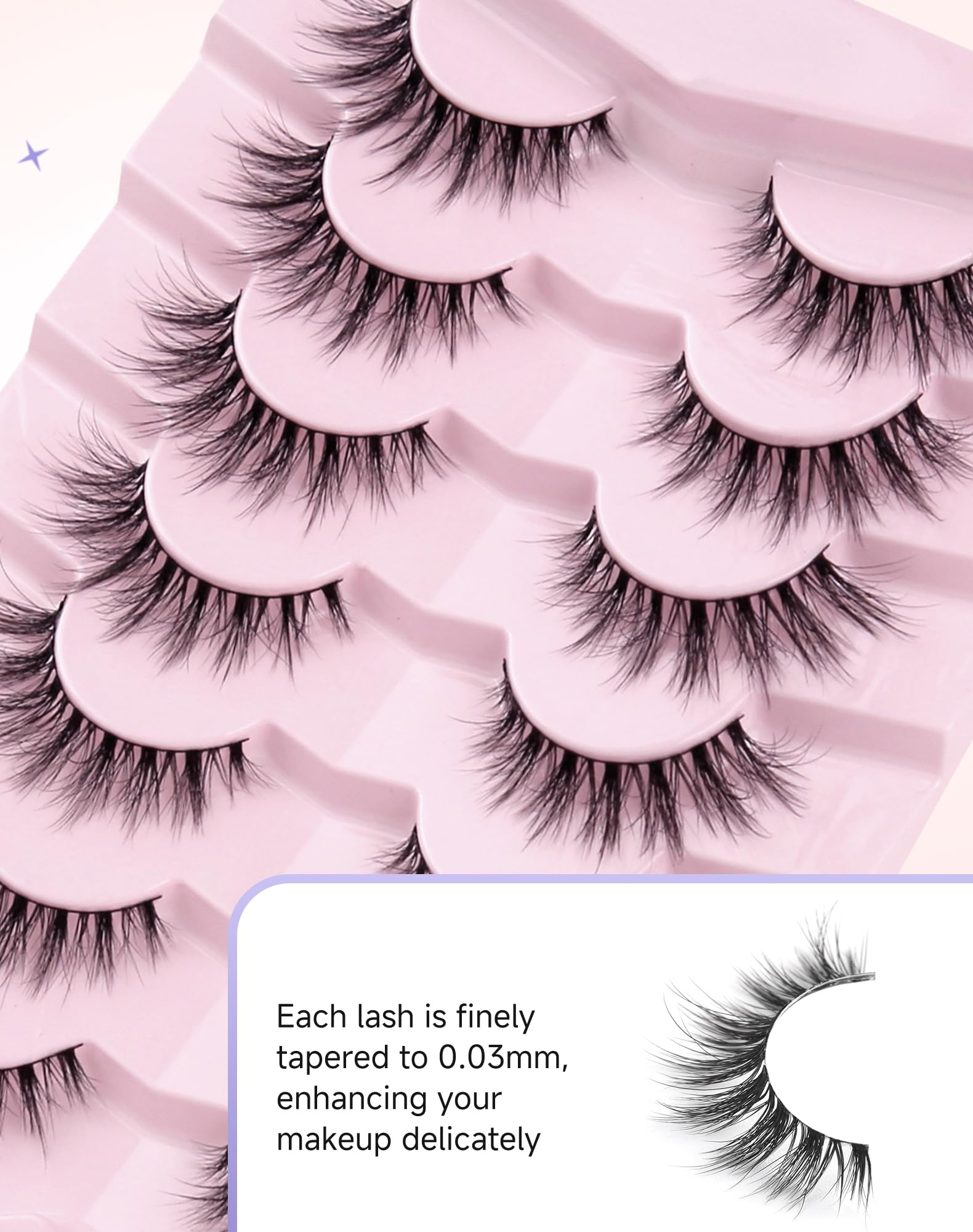 Easeful Cat Eye Lashes Falsche Wimpern, Wispy Natural Lashes Nerzwimpern, flauschige falsche Wimpern, Volumen, natürliche Wimpern, ausgestellt-05