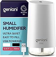 GENIANI Portable Cool Mist Humidifier for Bedroom, Office, Baby - 250ml USB Ultrasonic with Auto Shut-Off & Night Light
