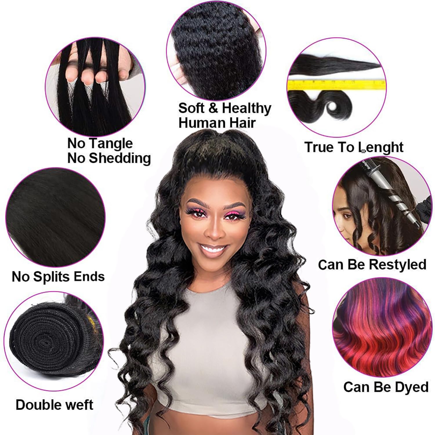 Vallbest Brazilian Kinky Straight Human Hair Bundle Unprocessed Virgin Hair Yaki Straight Human Hair Bundle Sew in Hair Extensions for Black Women 26 Inch One Bundle - Image 4