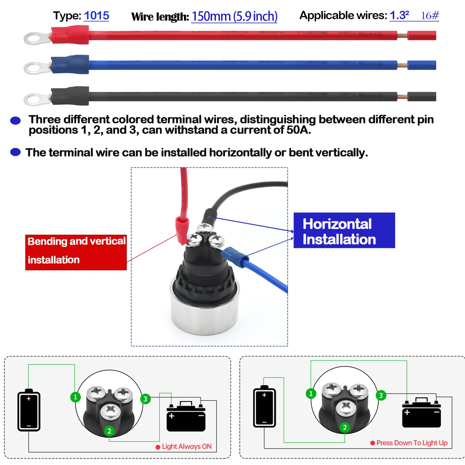 Snapklik.com : 50Amp Engine Start Ignition Switch 12V DC 3 Pin Spst On ...