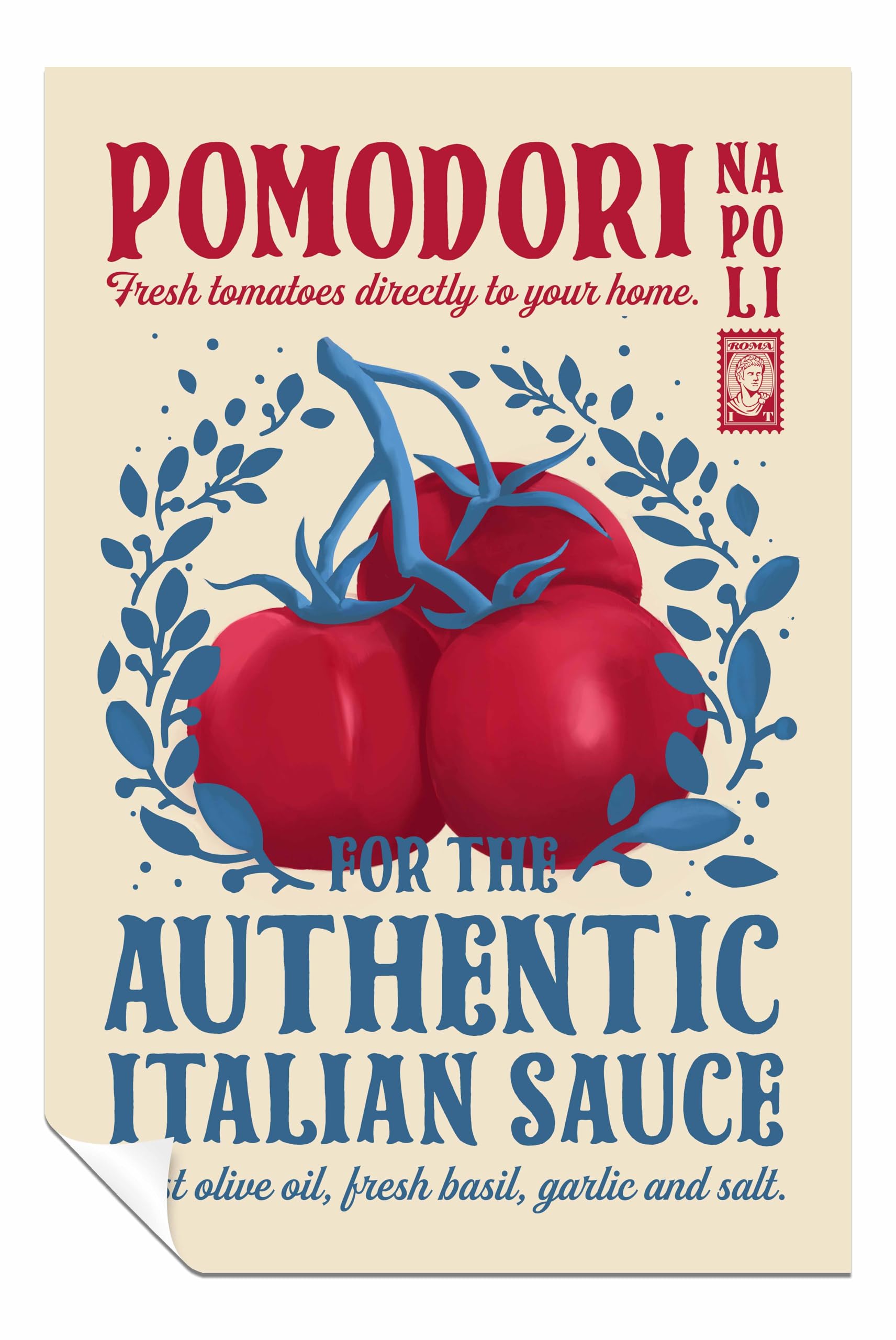 Pomodori Kitchen print Unframed Poster, Pictures for Home Walls, Bedroom, Living Room & Bathroom Decor 31x20cm (12x8in)
