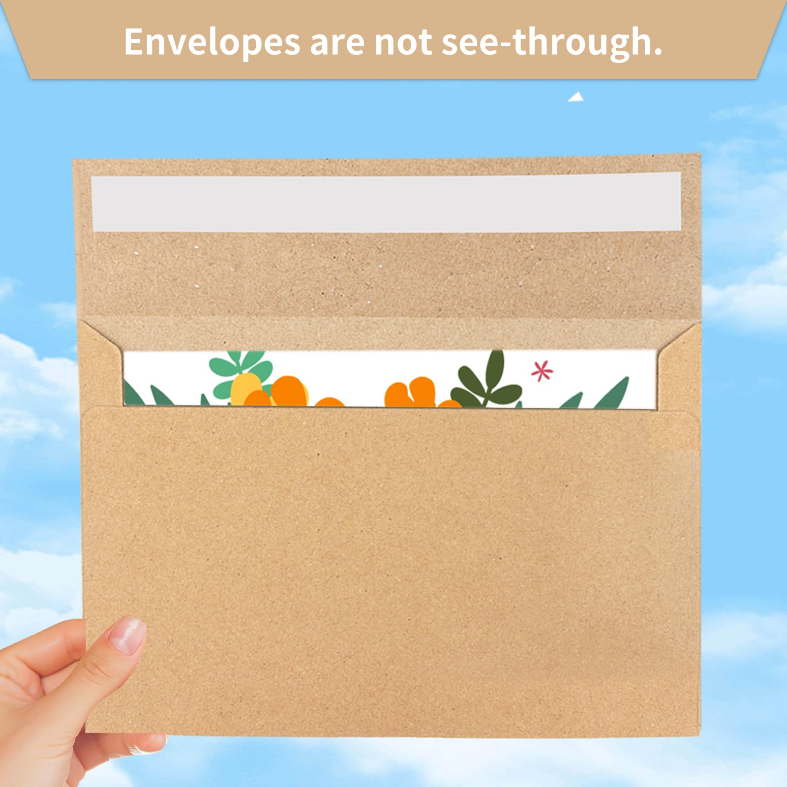 Sobres A7, 100 paquetes de sobres de 5 x 7 pulgadas para sobres de papel kraft, tarjetas de felicitación, correos, sobres de invitación imprimibles, bodas, fiestas, fotos, postales, sobres estándar de