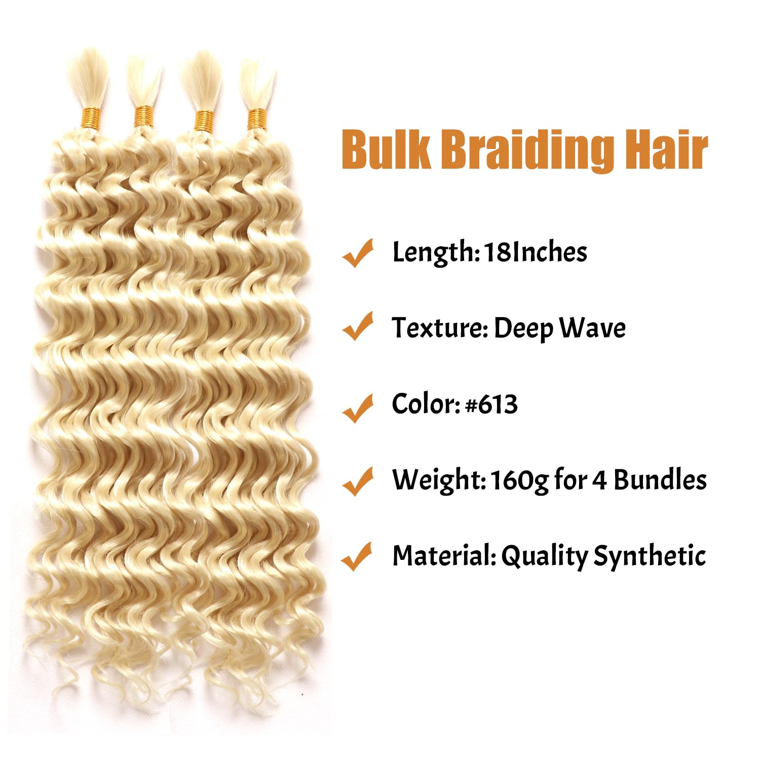 Curly Deep Wave Synthetic Braiding Hair 18 Inch Boho Braids Curly Braiding Hair Natural Color Wet And Wavy Braidng Hair Extensions For Black Women (613# - Image 2