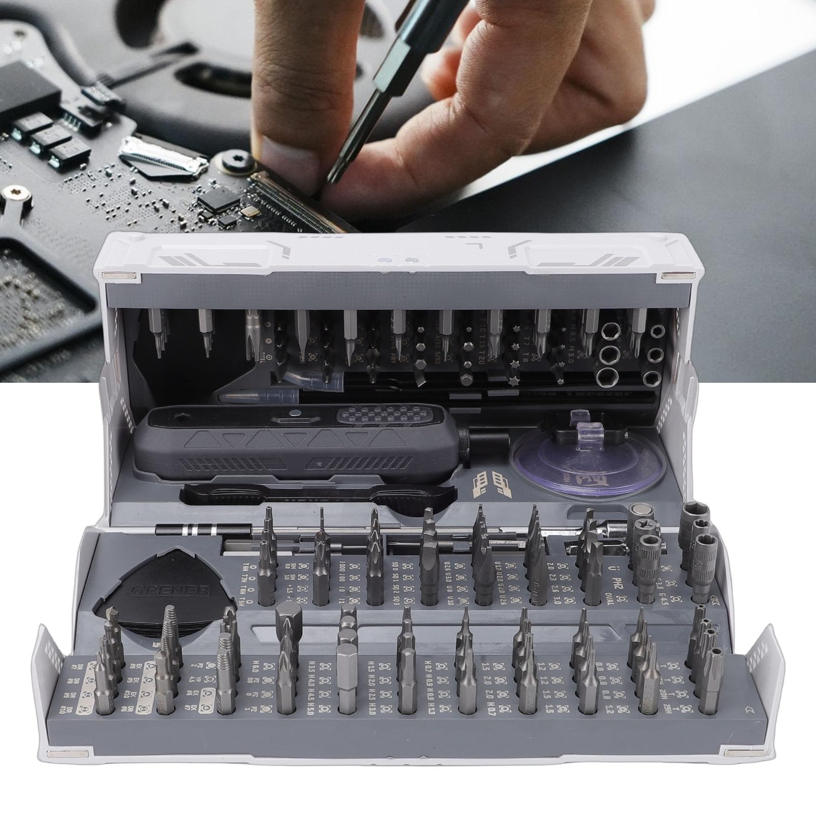 Set di Cacciaviti di Precisione 180 in 1, con Scatola di Immagazzinaggio a 5 Pieghe e Asta di Prolunga per Riparazione di Console di Gioco per Telefoni Portatili, Kit di