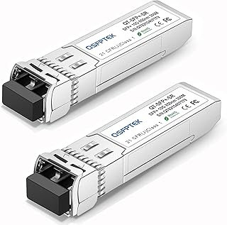QSFPTEK 2Pacote 10GBASE-SR SFP+ Transceptor LC Mini-Gbic Multimodo 850Nm, 300M, Ddm 10G SFP+ Módulo Para Cisco SFP-10G-SR, Ubiquiti Uf-Mm-10G, Netgear, Mikrotik, D-Link, Supermicro, Linksys