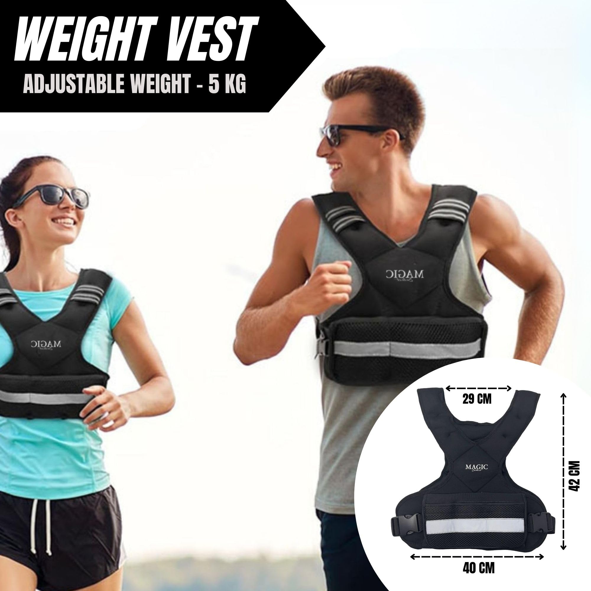 Chaleco Peso de Arena. Chaleco Peso Ajustable 5kg. Chaleco Peso Entrenamiento con Lastres Incluidos. Chaleco Lastrado Compacto para Correr. Entrenamiento de Fuerza, Gym en Casa, Crossfit, Running.
