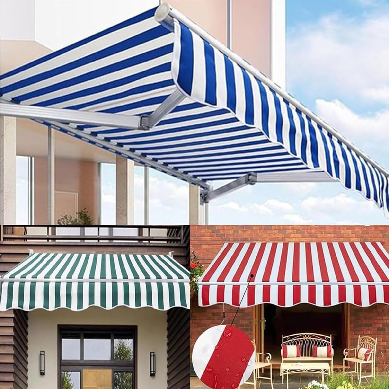 Żółta zapasowa tkanina markizy do 3/4/6/7 m, ręcznie wysuwana markiza na patio, marszczona tkanina 3,5 x 2 m, odporna na promieniowanie UV