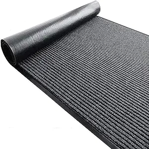 Nisorpa Commercial Grade Door Floor Mat 3' x 10' Brush Step Entrance Mat Slip Skid Entrance Mat with PVC Backing Home Office Hotel Corridor Indoor Outdoor Runner Rugs Corridor Floor Carpet, Grey