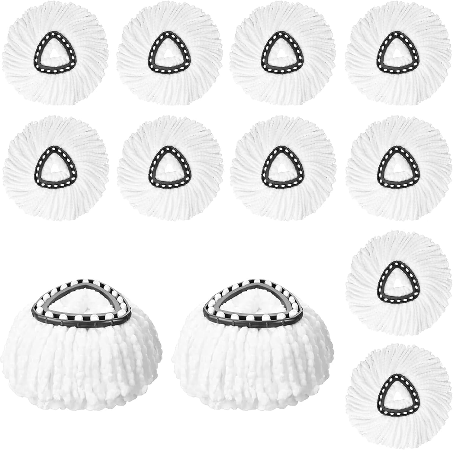 12 Pack Spin Mop Replacement Heads,Microfiber Mop Head Replacement,White Triangle Swivel Mops Microfiber Swivel Mop Refill,Deep Clean,Machine Washable and Easy House Cleaning Floor Mopping