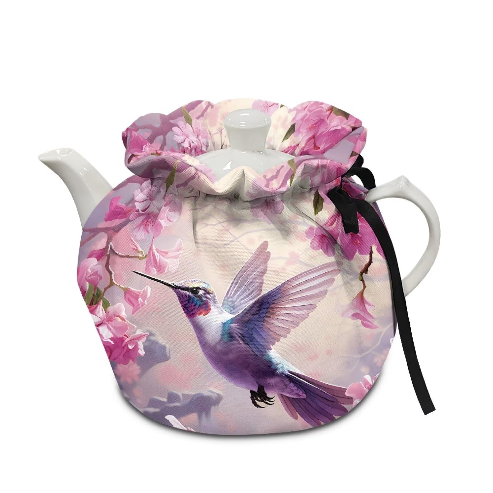 Hummingbird Floral Tea Cozies Cover of Teapots Tea Pot Dust Cover Insulated Kettle Cover Tea Pots Cosy Cotton Teapot Shock Protection Home Party Decor Souvenir