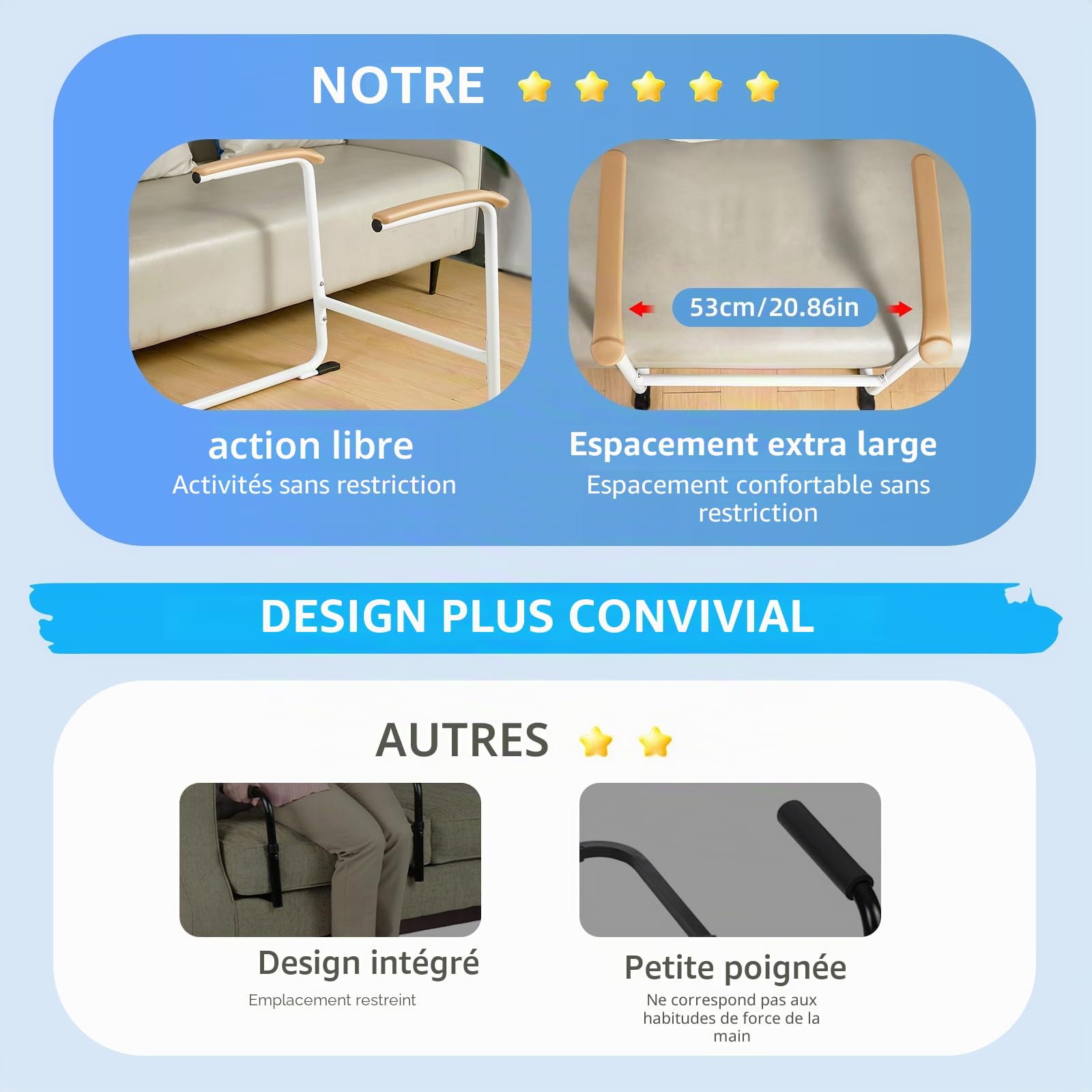 Aide à la mobilité pour personnes âgées, aide au lit, aide au quotidien, aide à la position debout pour adultes, aide à la mobilité, rampe de lit, barrière de protection contre les chutes, lit de soin