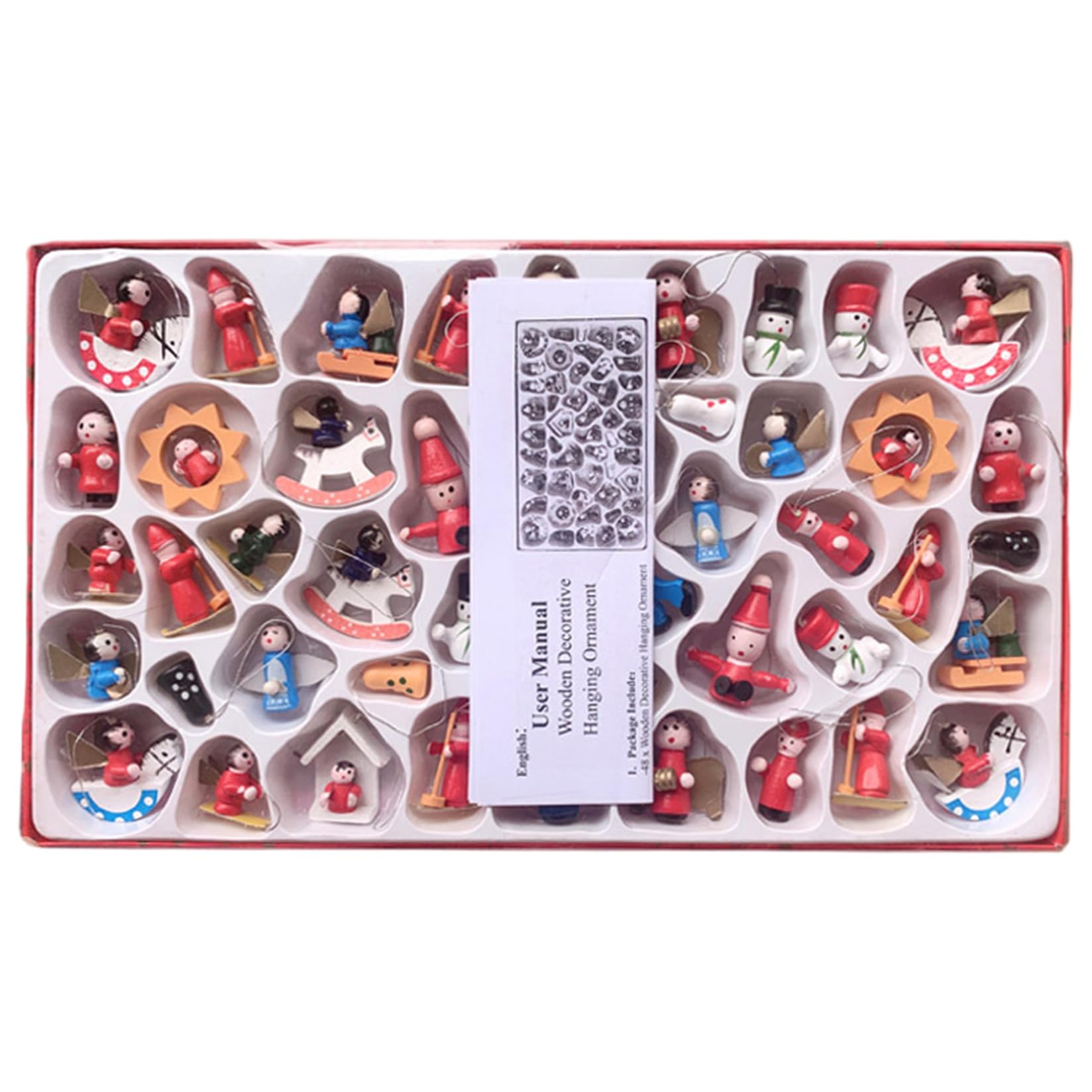 Tsawntd Vintage Christmas Ornaments 48Pcs Hanging Wooden Christmas Ornaments Nutcracker Decor for Kids Adults Miniature Vintage