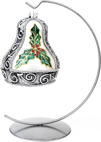 Miniatura 2 de Adorno de campana de Navidad de vidrio soplado de 4 pulgadas (hoja de muérdago)