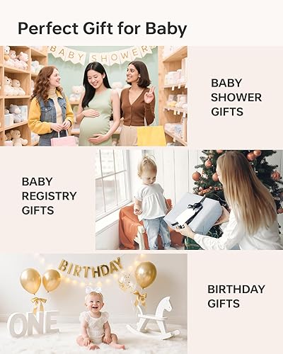 Miniatura 9 de Tapete de actividades de gimnasio para bebé, 5 zonas de desarrollo, tapete de madera con 7 juguetes sensoriales desmontables para habilidades