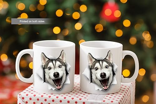 Miniatura 6 de Winston & Bear Taza divertida de perro Husky  Taza de café divertida de cerámica  Bonita taza de café novedosa  Gran sorpresa de cumpleaños o
