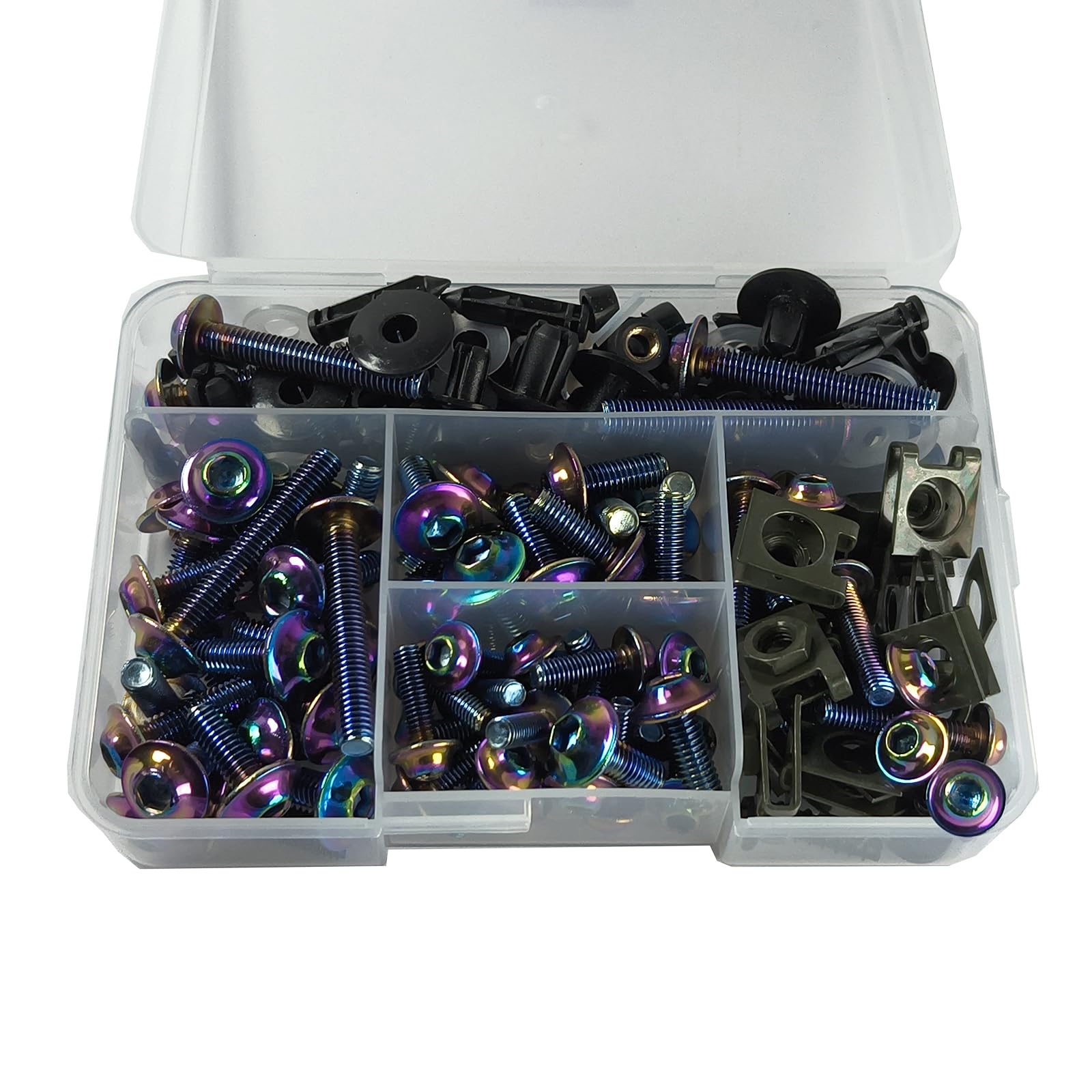 JCSUMRID 210 PCS Motorcycle Fairing Bolt Kit Screws Stainless Steel Fasteners Washers Nuts Replacement for Yamaha Kawasaki BMW Suzuki Honda Dirt Bike