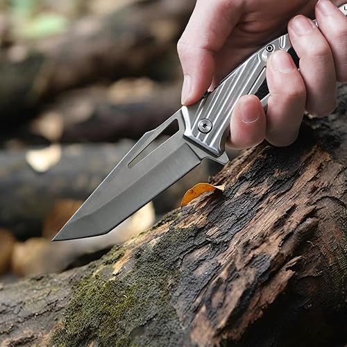 Miniatura 8 de Augenweide Cuchillo plegable de acero inoxidable completo para hombres, cuchillo de bolsillo de utilidad, hoja de acero 3Cr13 de 3.54 pulgadas y