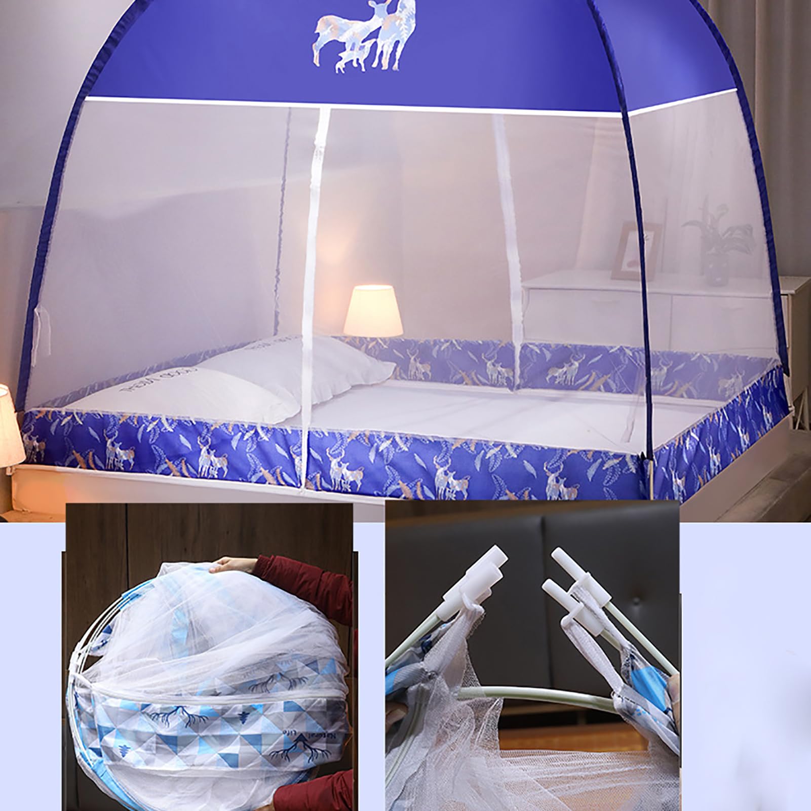 Moustiquaire Lit Camping Double Portable Voyage Maison Anti Moustique Tente Pliable Adulte Fond Sommeil,D,150 * 200cm