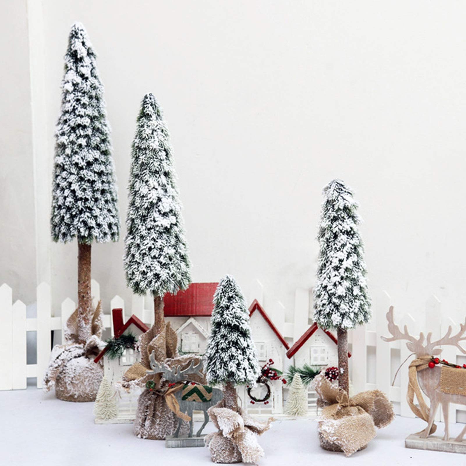 Weihnachtsbäume RENRUIRUI Simulation Beflockung Zeder Baum Home Office Esstisch Schreibtisch kleine Urlaub Dekoration (Size : 60cm)