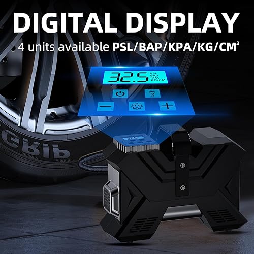 Miniatura 3 de Inflador de neumáticos Compresor de aire portátil Bomba de aire para neumáticos de automóvil_Accesorios de coche. Medidor de presión digital de 12 V