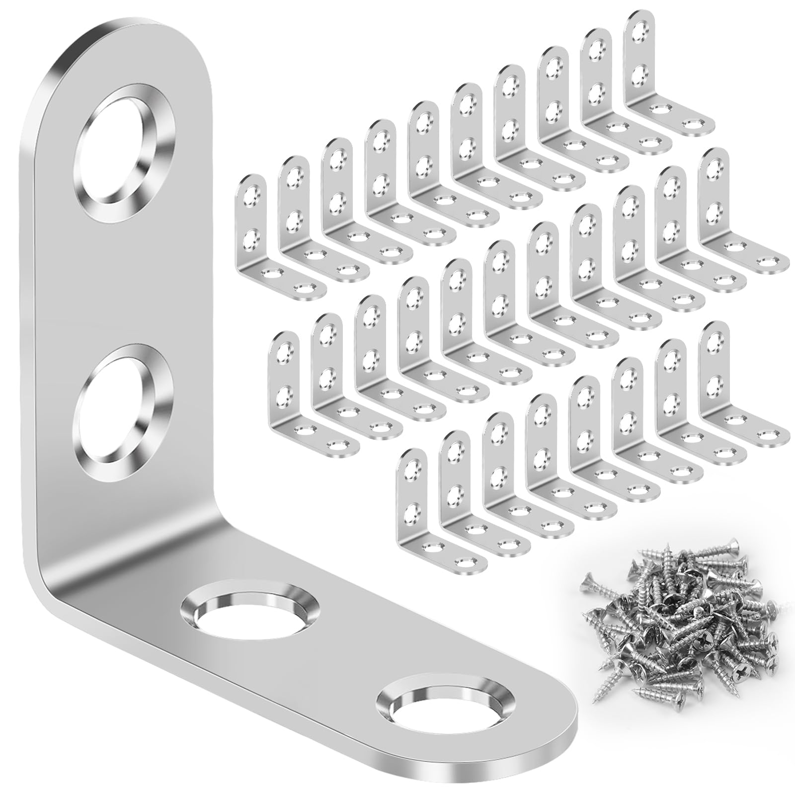 30 Pack 90 Degree Bracket 40*40 mm,Angle L Brackets, Stainless Steel,L Shaped Bracket,Right Angle L Metal Brackets Angle Shelf Support Angle Connectors for Repairing Furniture,Cabinets with Screws
