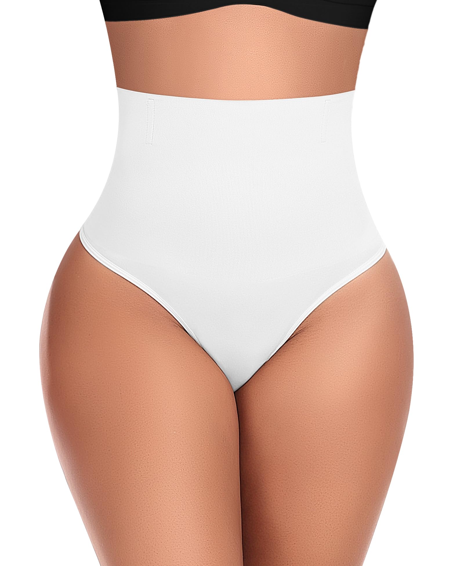 Womens Thong Shapewear Mid to High Waisted Shaper Thong WN0017(09#I White#seamless mid rise,Large)