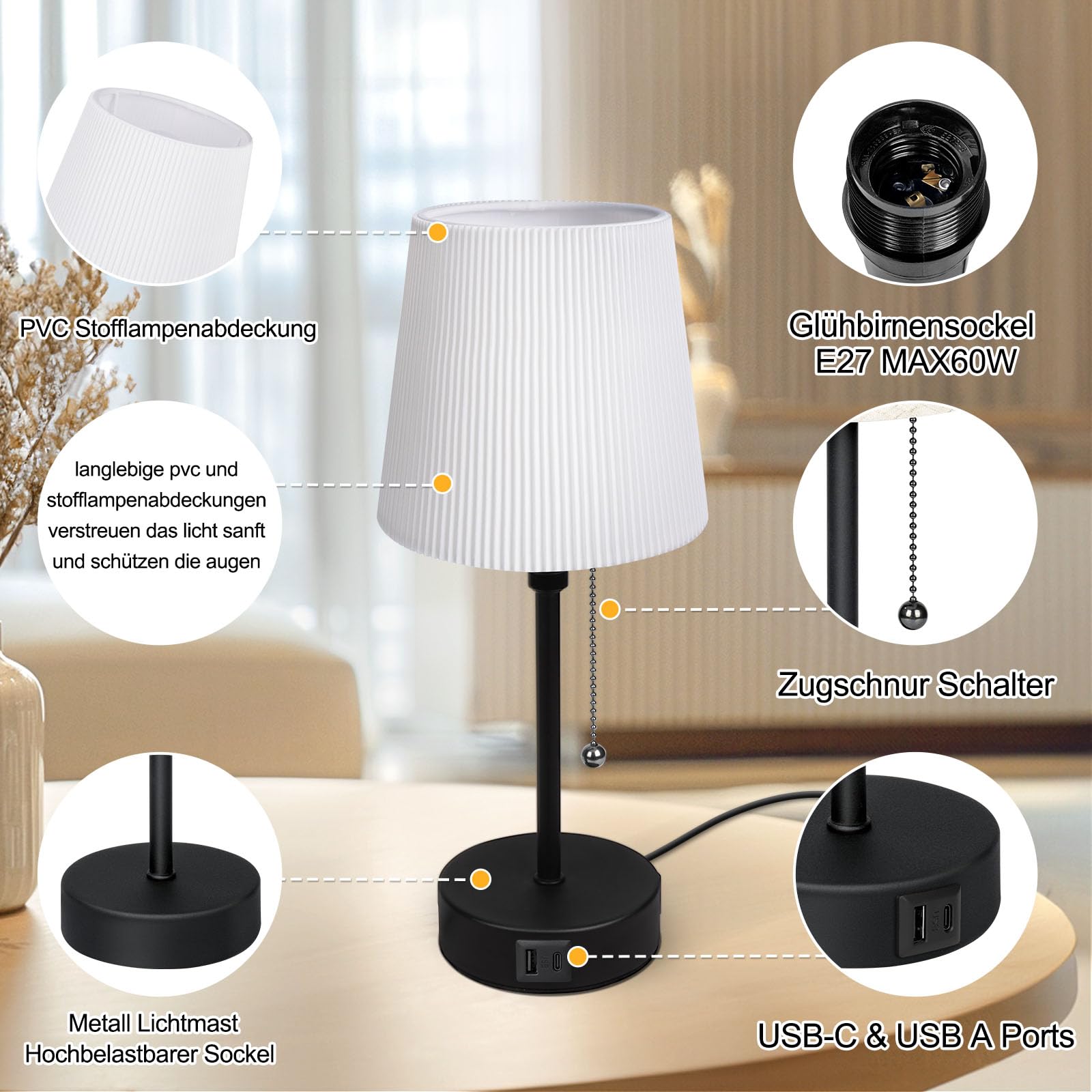 EDISHINE Lapade da Coodino Touch Set di 2, con Porta di Ricarica USB