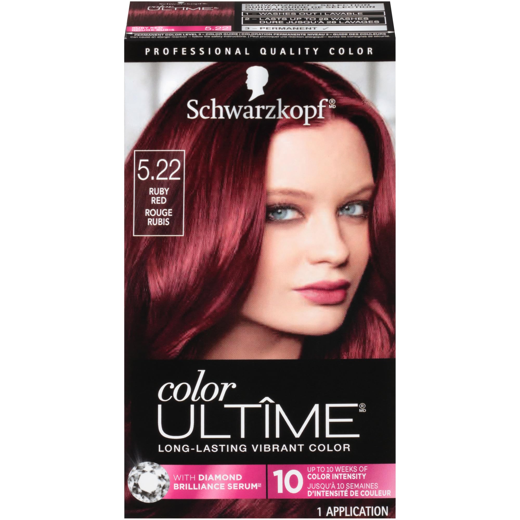 Schwarzkopf Color Ultime Hair Color Cream, Ruby Red - Permanent, Gluten Free, Diamond Brilliance Serum, UV Filter, Exclusive Reds, Show Stopping Shine
