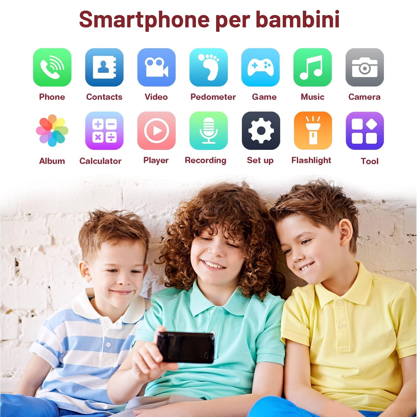 PTHTECHUS - Smartphone Touch, Telefono cellulare per bambini Giocattoli ELETTRONICI EDUCATIVI (P1 PINK 03)
