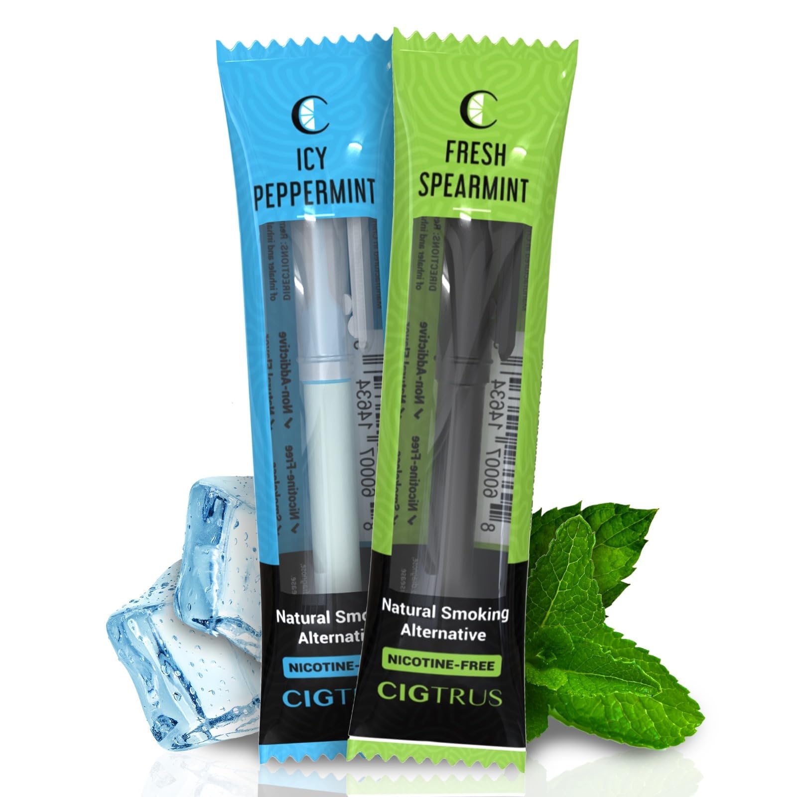 cigtrus natural nicotine-free amp tobacco-free smoking alternative non-electric craving relief quit smoking aid with cigtrus peppermint amp spearmint - pack of 2