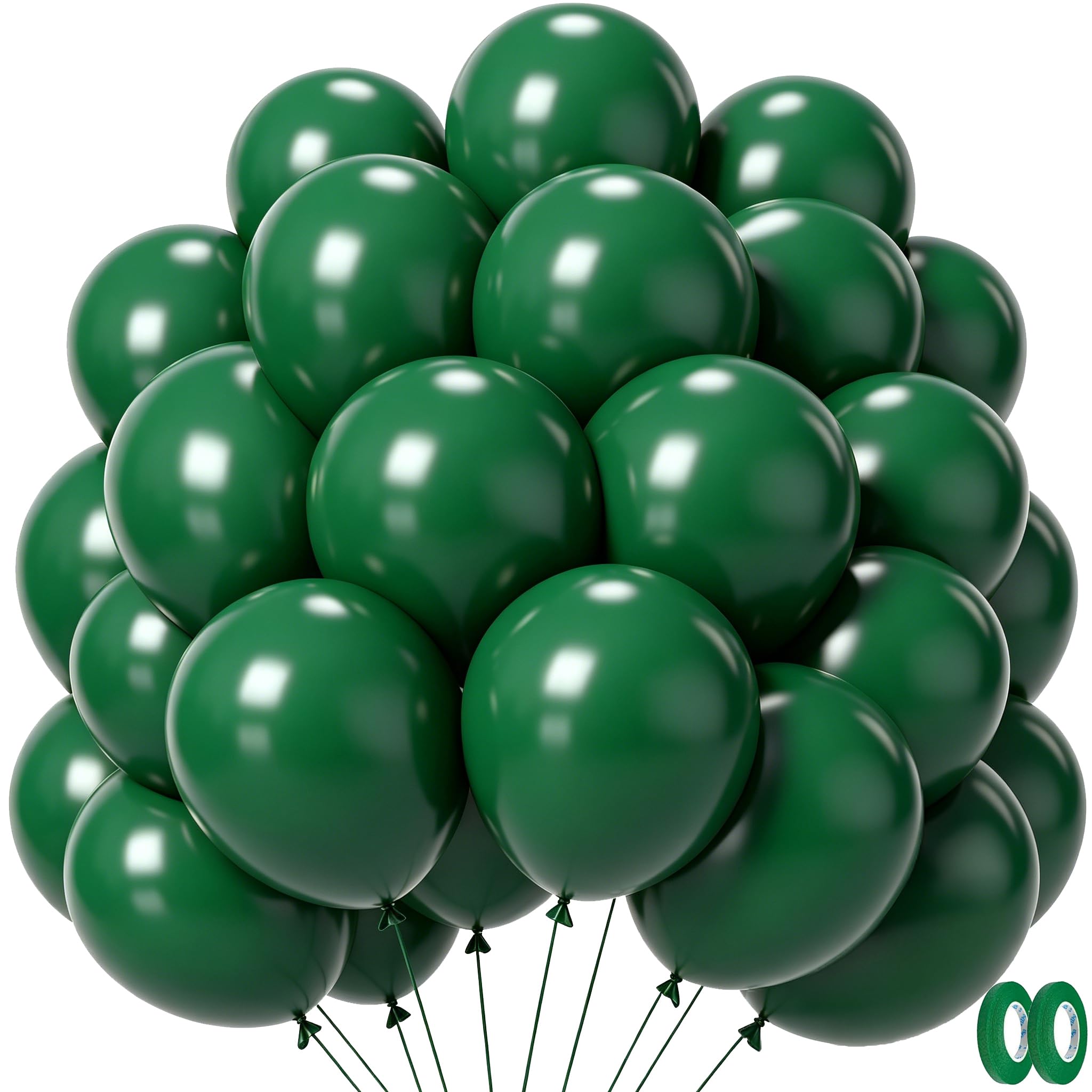 Dark Green Balloons 100 Pack, Latex Helium Wedding Jungle Birthday Balloons — image 1