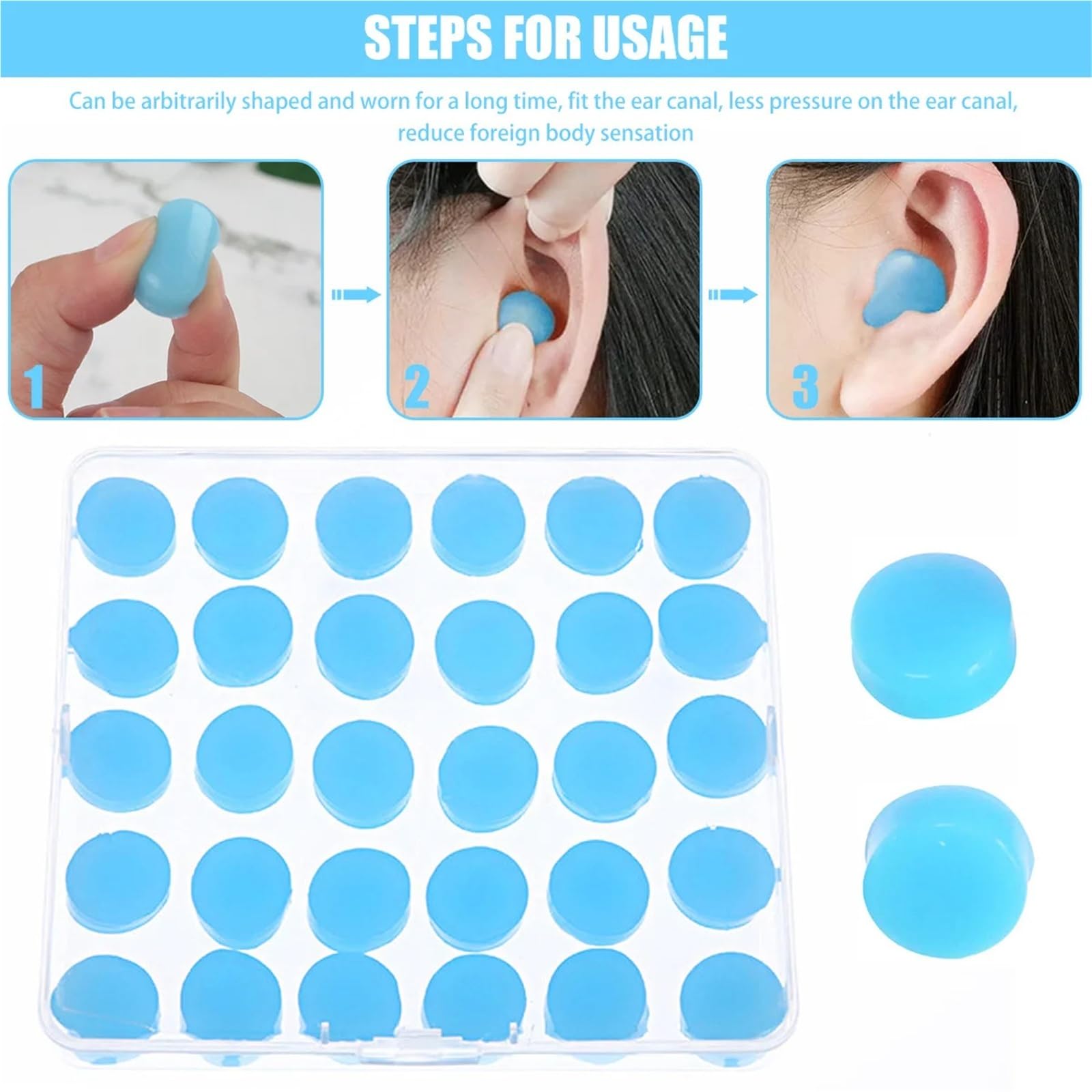 Bouchon Oreille 30/60Pcs Silicone Ear Plugs Reusable Earplugs For Sleeping Swimming Traveling Noise Reduction Flexible Plug