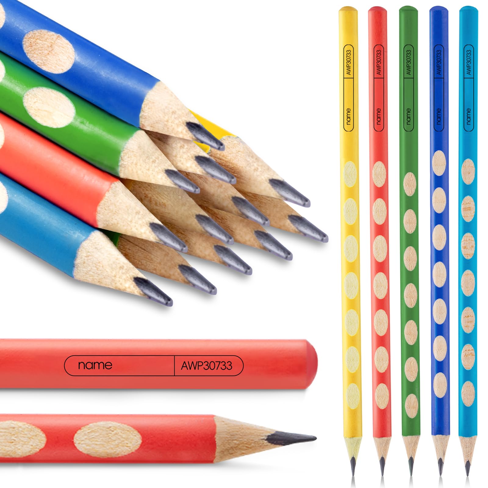 M&G 12 Pcs Triangular Hole Pencils for Kids with Grip Correction 2B Pencils, Pre-sharpened Colored Barrel Graphite Wood Pencils, Smooth Writing,