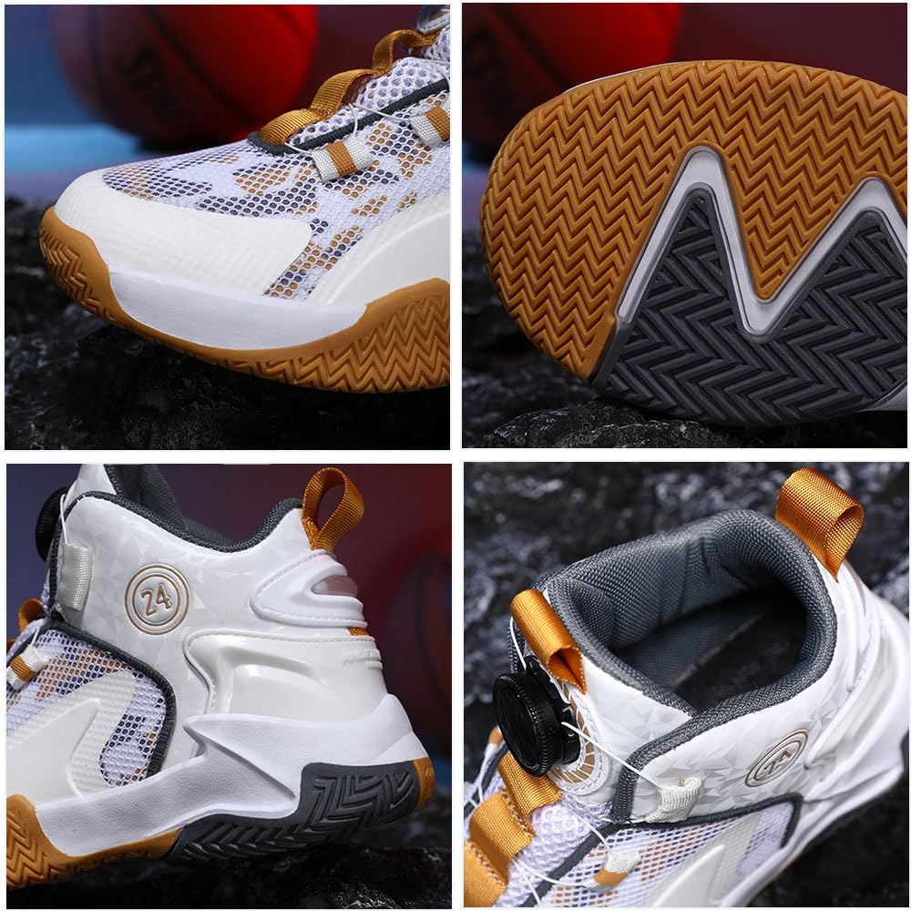 Hixingo Enfant Chaussure de Basketball, Garçon Sneakers Baskets Enfant Filles Mode Baskets de Basket-Bal Hautes pour Chaussures de Sport, pour Mixte Jeunes Homme Femme 31-40