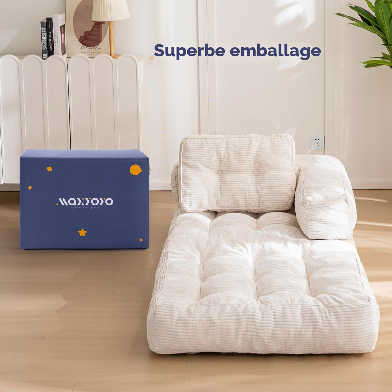 MAXYOYO Canapé-lit Pliable en Velours côtelé Convertible avec Coussin - 160 x 80 cm - Canapé lit Confortable pour Chambre à Coucher, Salon