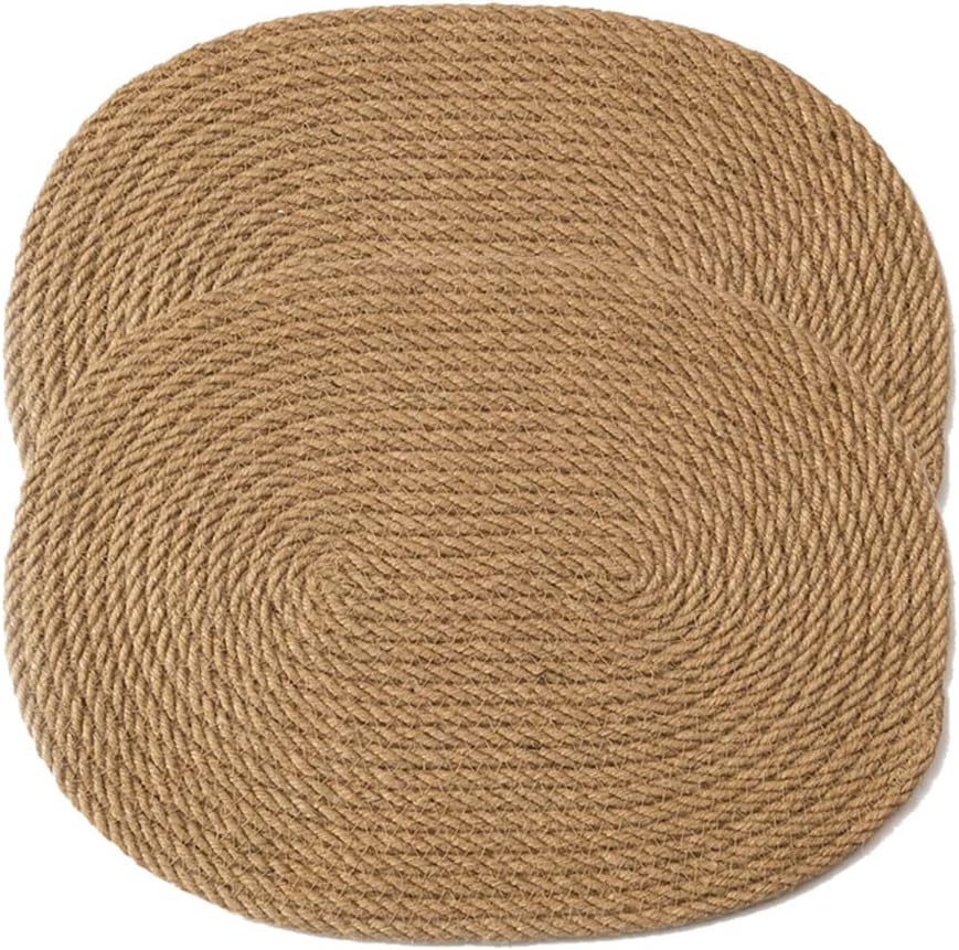 Large Oval Woven Placemats, 16 x 12 Inch 2 Pack Natural Jute Kitchen