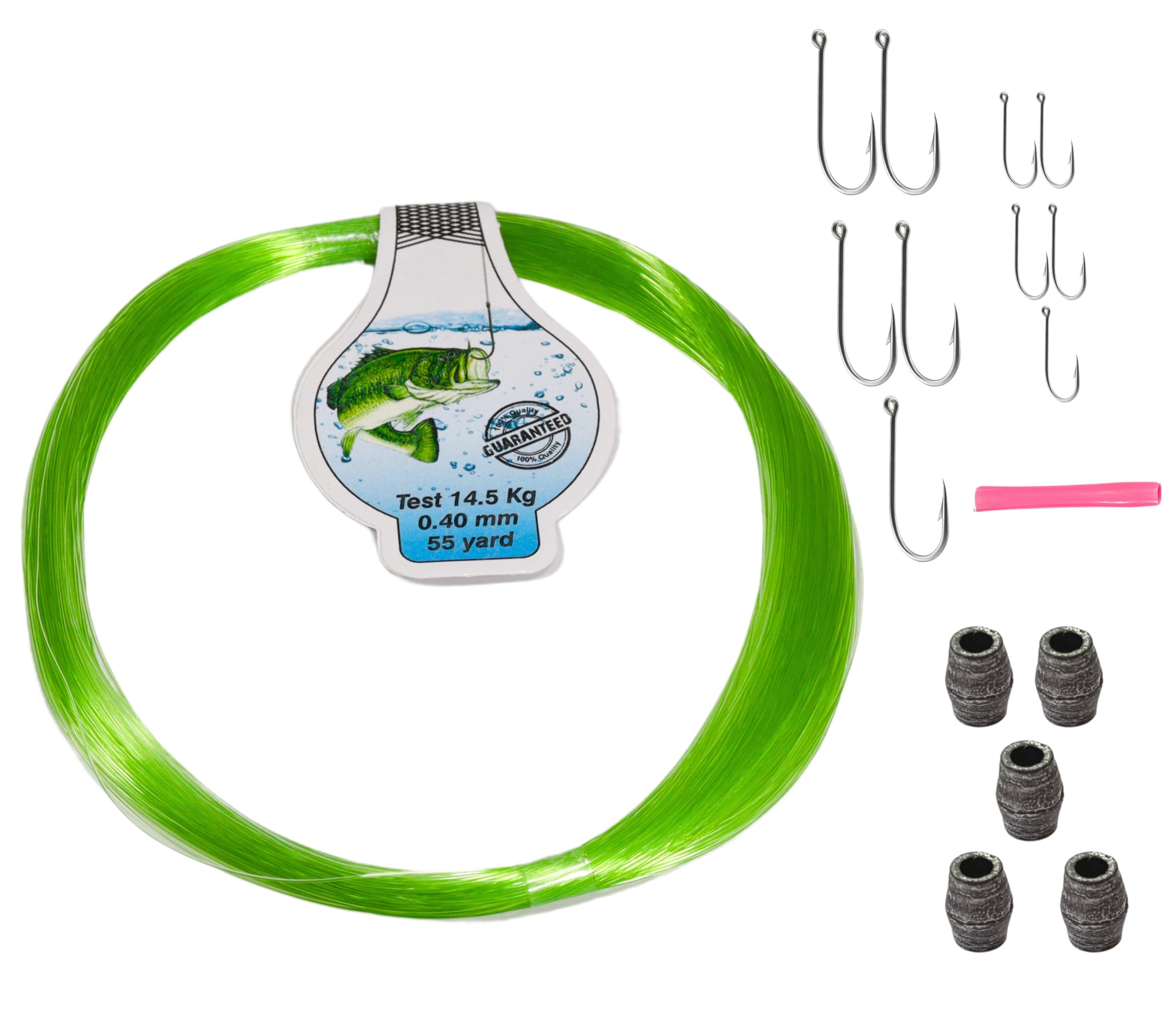 Pyengora Fishing Accessories All Items, Fish Line Wire 50 MT Length, Hooks 10 Pcs, Lead Sinker Weights 5 Pcs, Floating Guide 1 Pc, Complete Combo Set