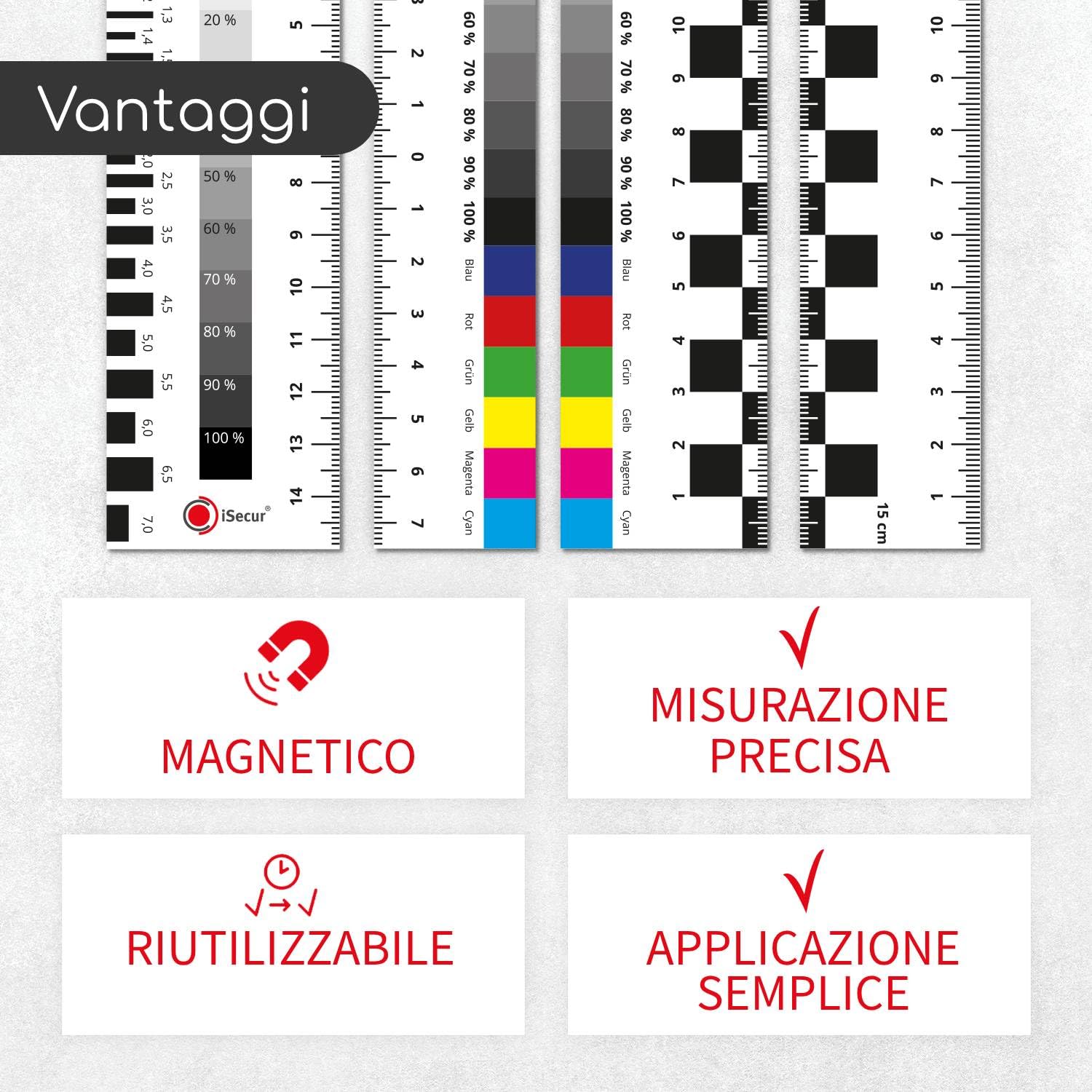 iSecur Set 4 Righelli Magnetici 15 cm per Esperti Fessura Crepe Veicolo
